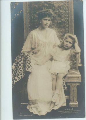 (Alexandra Victoria, 1875-1938, Daughter of Alfred Duke of Edinburgh, wife of Ferdinand I of Roumania) with her daughter MARIE (Princess of Roumania, 1900-1961, Queen of Yugoslavia, wife of Alexander who was assassinated in 1934, she was buried at Frogmore)] — Sophie Dupré Autographs