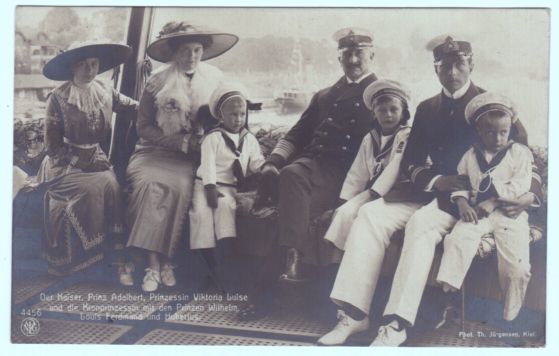(1859-1941, German Emperor 1888-1918) & his daughters Princess Victoria Louise, and the children of the Crown Prince, Prince William, Louis Ferdinand and Herpitus.  Louis Ferdinand became the pretender to the Prussian throne] — Sophie Dupré Autographs