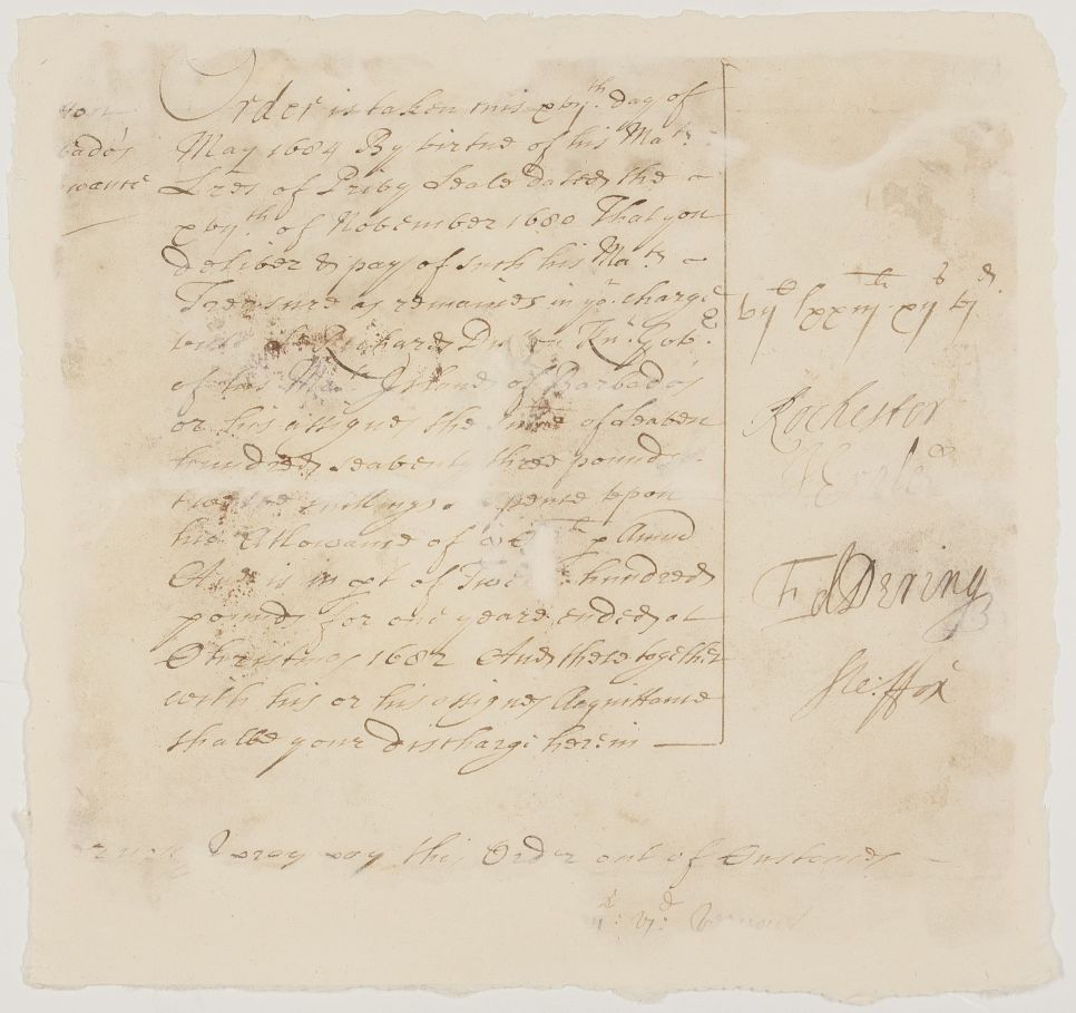 (Laurence, Earl of Rochester, 1641-1711, Lord High Treasurer), Sir Stephen FOX (1627-1716, Statesman, Lord of the Treasury, Benefactor of Chelsea Hospital), Sir John ERNLE (Chancellor of the Exchequer, 1676-89) & Sir Edward DERING (Lord of the Treasury) — Sophie Dupré Autographs