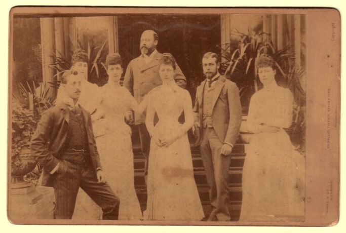(Christian Edward, Duke of Clarence, 1864-1892, Eldest Son of Edward VII) with his parents EDWARD VII (1841-1910, King of Great Britatin) and ALEXANDRA (1844-1925, his Queen) and his siblings GEORGE (1865-1936, King of Great Britain), Princess LOUISE (Alexandra Dagmar, 1867-1931, Princess Royal, Duchess of Fife, Daughter), Princess VICTORIA (1868-1935) and Princess MAUD (1869-1938, later Queen of Norway)] — Sophie Dupré Autographs