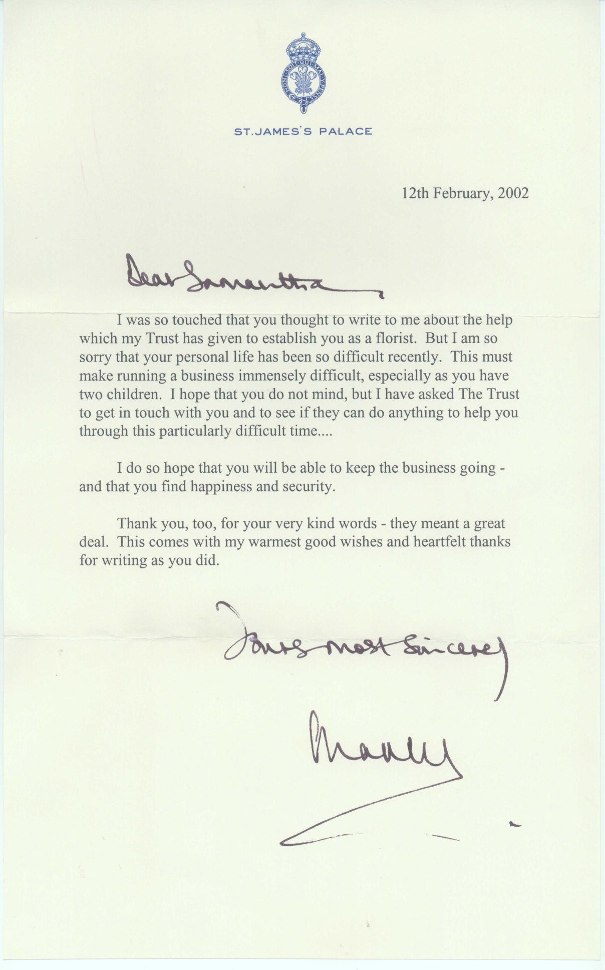 (Philip Arthur George, b. 1948, King of Great Britain, Former Prince of Wales) — Sophie Dupré Autographs