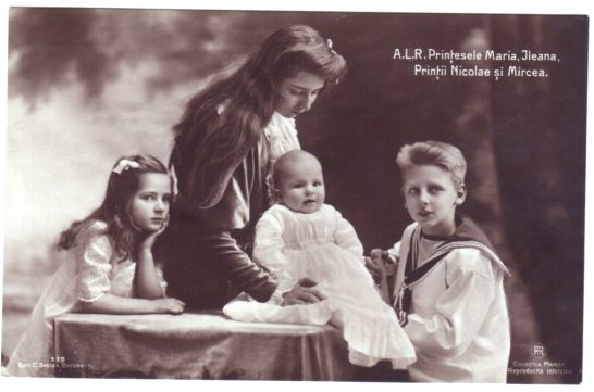(1900-1961, Princess of Rumania and future Queen of Yugoslavia), Prince NICHOLAS (of Rumania, 1903-1978), Princess ILEANA (1909-1991) and Prince MIRCEA (1913-1916)] — Sophie Dupré Autographs