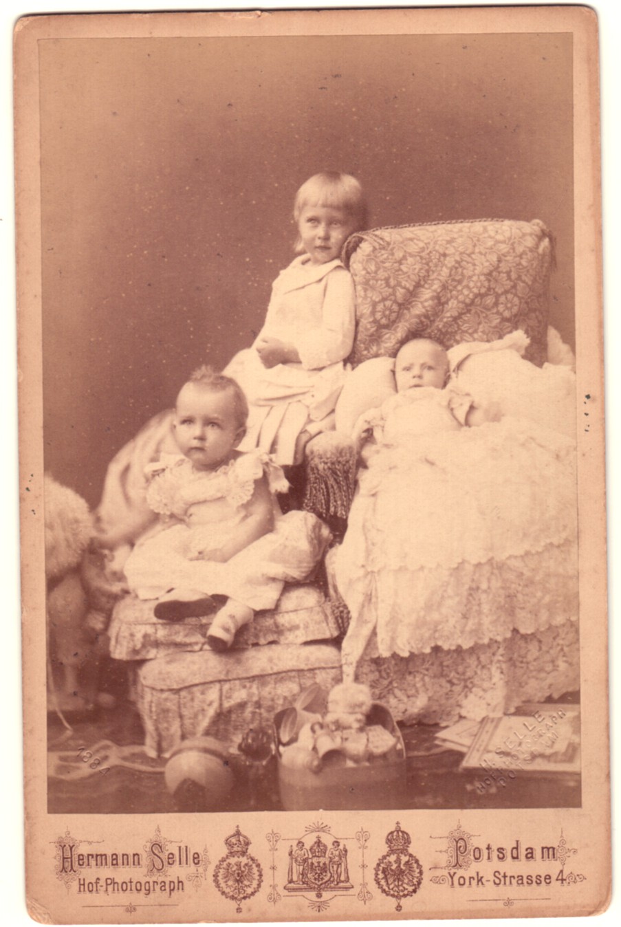 (Friedrich Viktor August Ernst, 1882-1951, Son of Kaiser Wilhelm II, Crown Prince of the German Empire & of Prussia, renounced the throne in 1918), EITEL FRIEDRICH (1883-1942, Major-General) & ADALBERT (1884-1948)] — Sophie Dupré Autographs