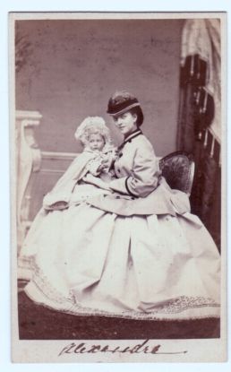 (of Denmark, 1844-1925, his Queen), with her son ALBERT VICTOR (Christian Edward, Duke of Clarence, 1864-1892, Eldest Son of Edward VII) — Sophie Dupré Autographs