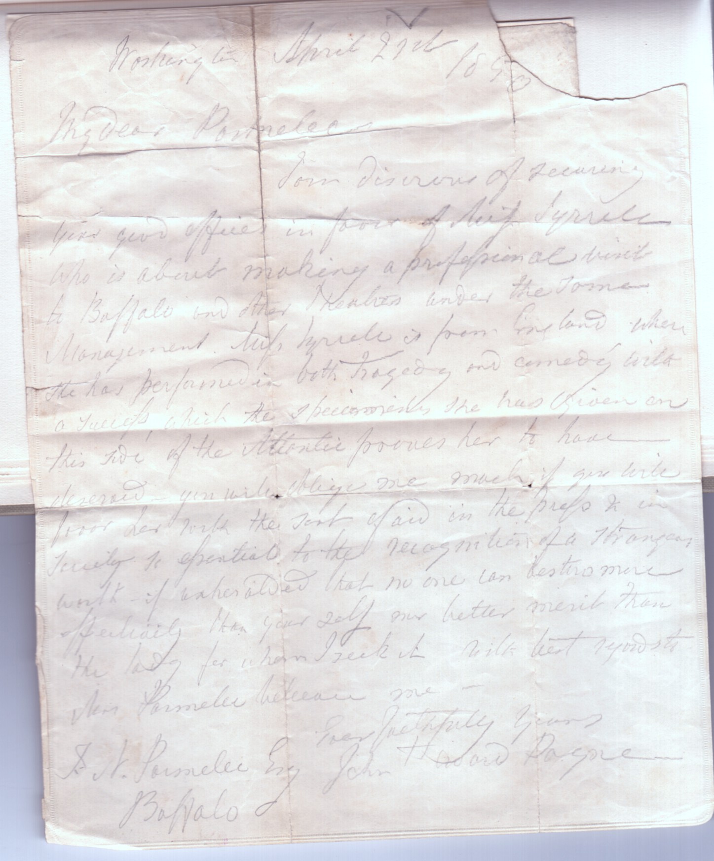 (John Howard, 1791-1852, American Actor, Playwright and Diplomat, author of 'Home Sweet Home') — Sophie Dupré Autographs