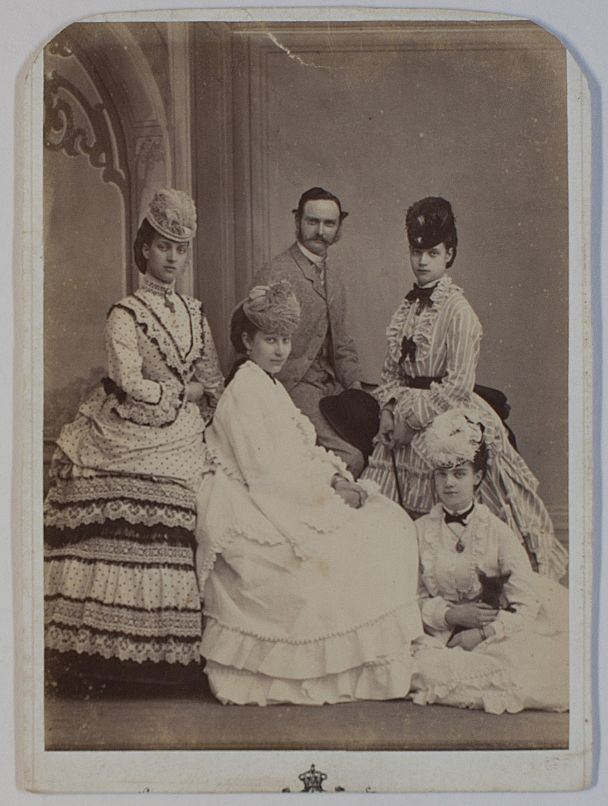 (1843-1912, King of Denmark) with his sisters ALEXANDRA (1844-1925, Queen of Edward VII of England), DAGMAR (Maria Feodorovna, 1847-1928, wife of Tsar Alexander III of Russia), THYRA (1853-1933, Duchess of Cumberland, wife of Ernst August, Duke of Brunswick and Lüneburg, Crown Prince of Hanover) and his wife LOUISE (1851-1926, daughter of Carl XV of Sweden) — Sophie Dupré Autographs