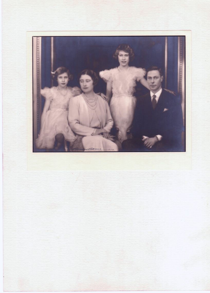(1895-1952, King of Great Britain), ELIZABETH (1900-2002, his Queen), their daughters ELIZABETH II (b. 1926, Queen) & MARGARET (Rose, 1930-2002, Princess, Countess of Snowdon)] — Sophie Dupré Autographs