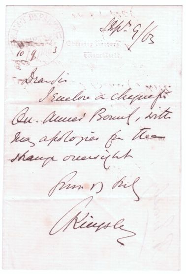 (Charles, 1819-1875, Novelist, Regius Professor of Modern History at Cambridge, 1860-1869) — Sophie Dupré Autographs