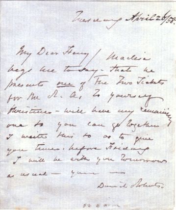 (David, 1796-1864, Scottish Painter best known for his Lithographs of Egypt and the Near East) — Sophie Dupré Autographs