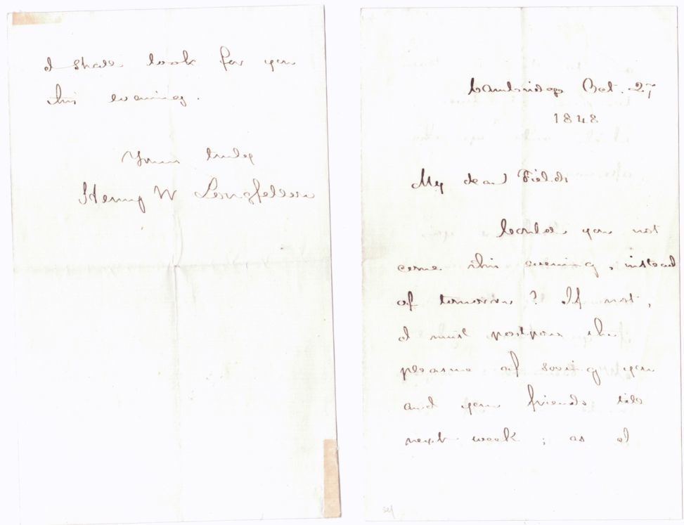 (Henry Wadsworth, 1807-1882, American Poet) — Sophie Dupré Autographs