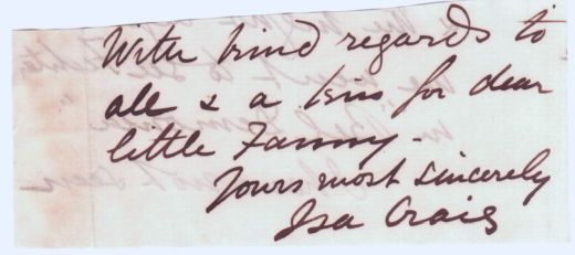 (Isa, 1831-1903, Mrs. John Knox, Scottish Poetical Writer) — Sophie Dupré Autographs