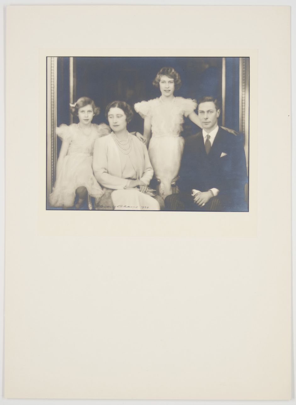 (1895-1952, King of Great Britain), ELIZABETH (1900-2002, his Queen), their daughters ELIZABETH II (b. 1926, Queen) & MARGARET (Rose, 1930-2002, Princess, Countess of Snowdon)] — Sophie Dupré Autographs