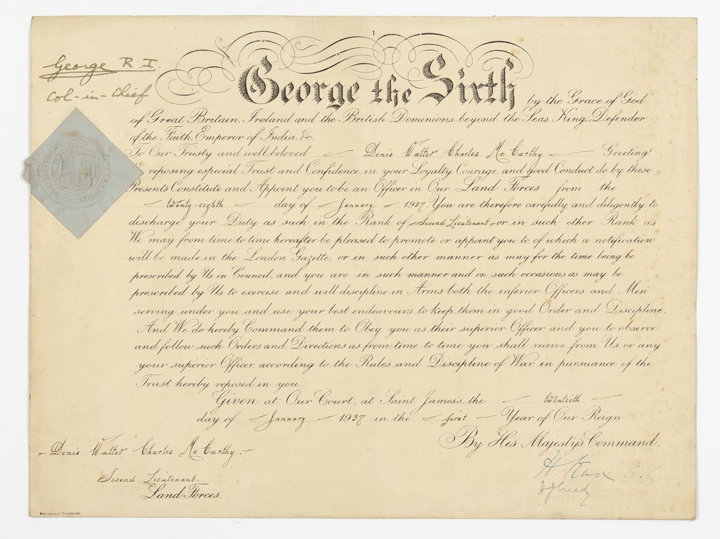 (1895-1952, King of Great Britain) — Sophie Dupré Autographs
