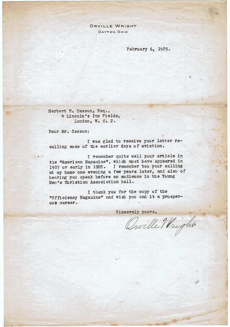 (Orville, 1871-1948, American Pioneer Aviator) — Sophie Dupré Autographs