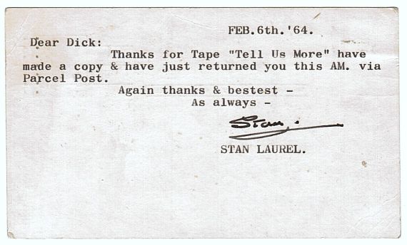 (Stan, 1890-1965, Comedian, Partner of Oliver Hardy) — Sophie Dupré Autographs