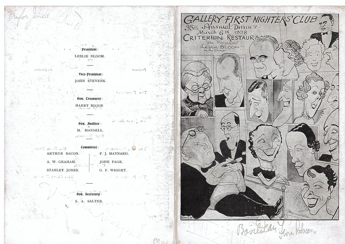 (Paul, 1898-1976, American Singer & Actor), Mabel LOVE (1875-1953, Actress), Sir Jack HULBERT (1892-1982, Comedian), Hartley POWER (Hartley, 1894-1966, American Character Actor), Margaret RAWLINGS, Clifford MOLLISON, James AGATE (1877-1947, Author and Drama Critic), Victoria HOPPER (b. 1909, Actress), Dame Cicely COURTNEIDGE (1893-1984, Australian Comedienne), Basil DEAN (1888-1978, Producer) & Dame Flora ROBSON (1902-1984, Actress) — Sophie Dupré Autographs