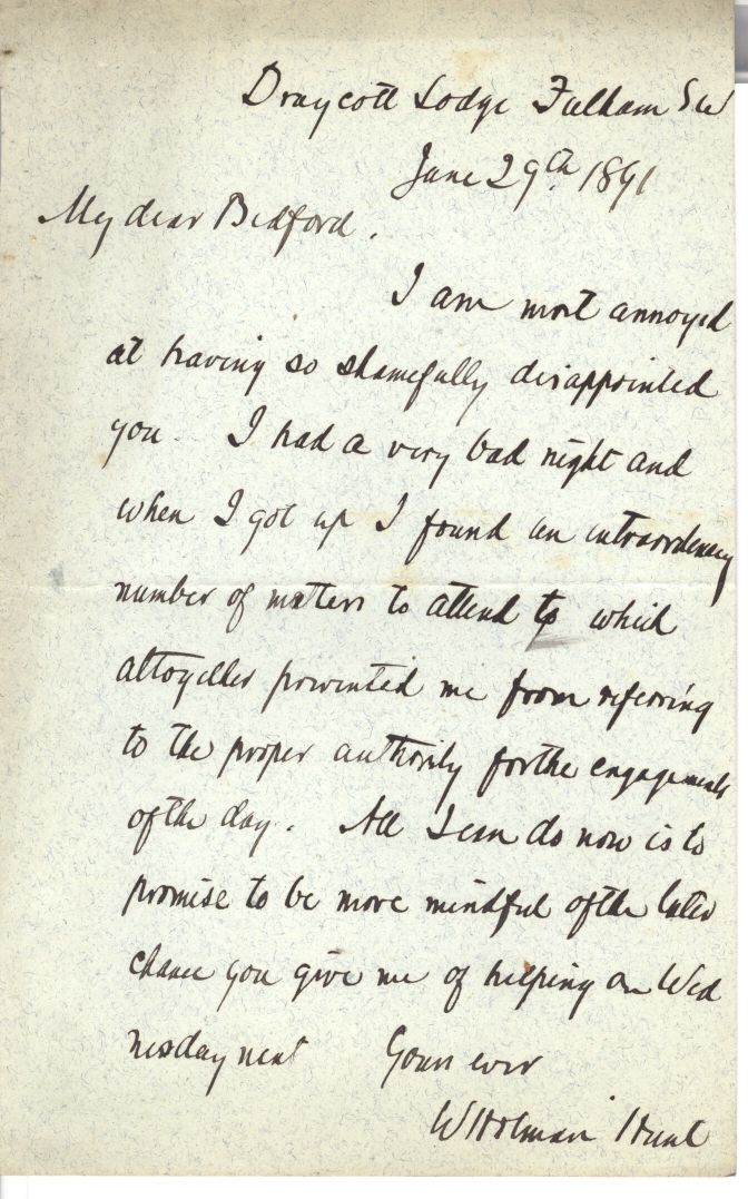 (William Holman, 1827-1910, Pre-Raphaelite Painter) — Sophie Dupré Autographs