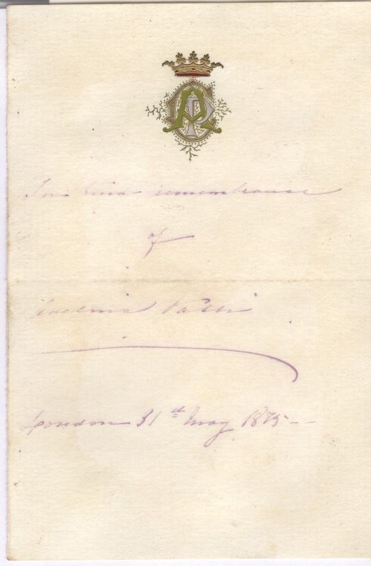 (Adelina, 1843-1919, Italian Soprano)] — Sophie Dupré Autographs