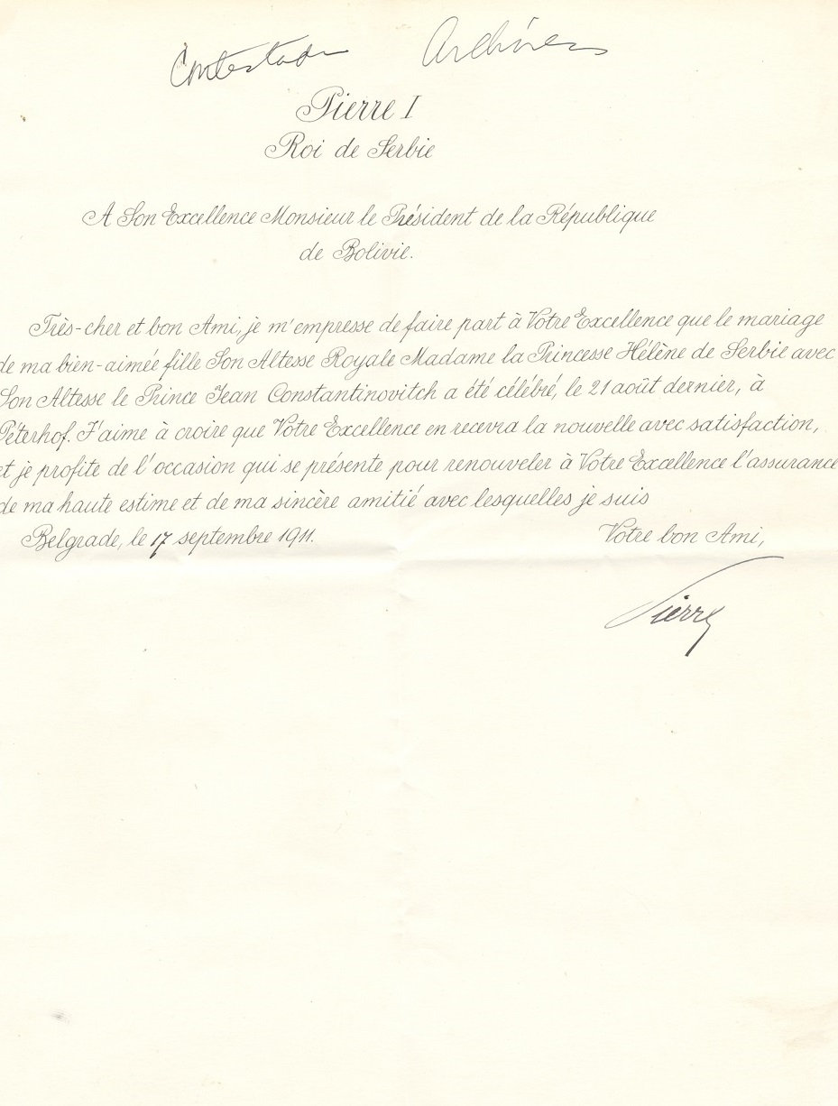 (1844-1921, the Last King of Serbia and first King of the Serbs, Croats and Slovenes) — Sophie Dupré Autographs