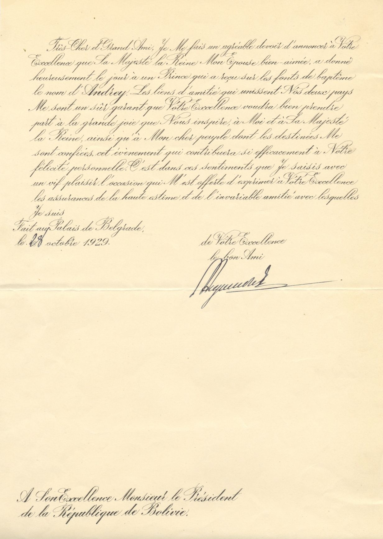 (1888-1934, King of the Serbs, Croats & Slovenes, from 1929 of Yugoslavia, he was assassinated in 1934 by Macedonian Terrorists) — Sophie Dupré Autographs