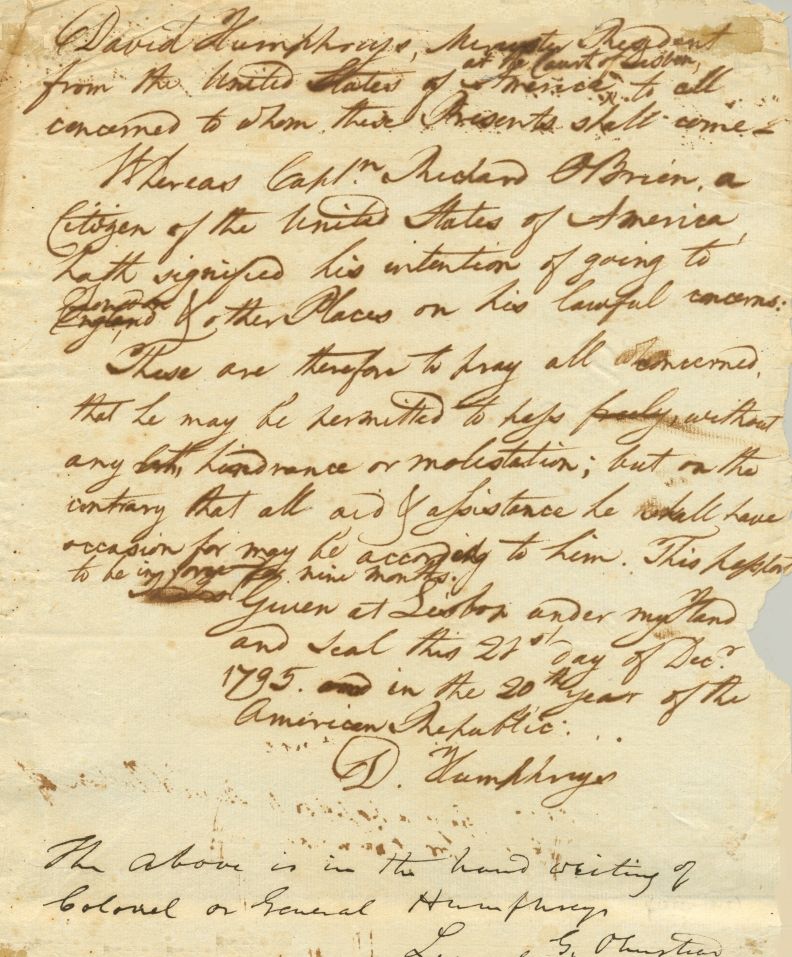(David, 1752-1818, American Colonel of the Revolutionary War, and aide de camp to George Washington) — Sophie Dupré Autographs