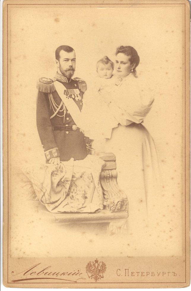 (1868-1918, Tsar of Russia from 1894, Assassinated after the Revolution), ALEXANDRA FEODOROVNA (1872-1918, the Tsarina) with their daughter OLGA (1895-1918, Grand Duchess)] — Sophie Dupré Autographs
