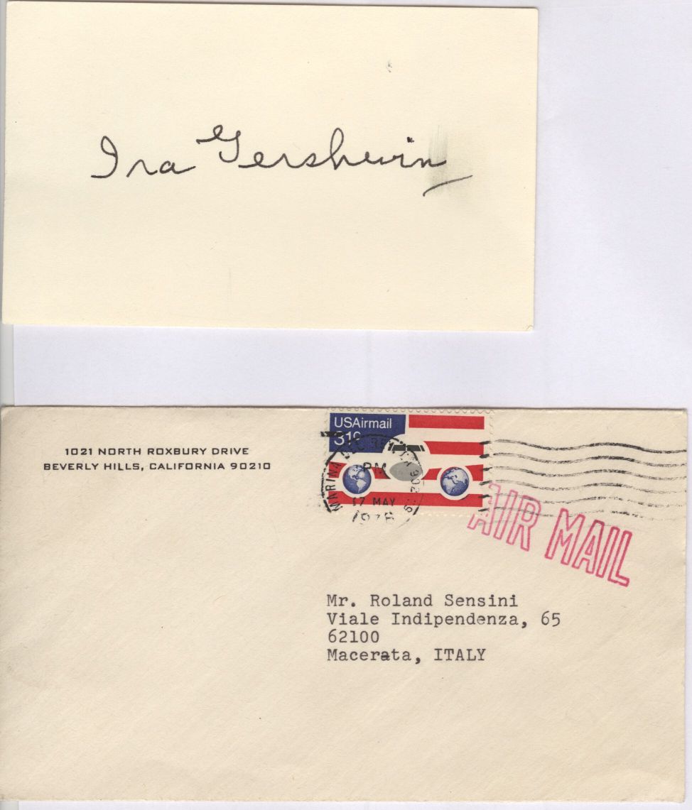 (Ira, 1896-1983, American Lyricist in collaboration with his brother George) — Sophie Dupré Autographs