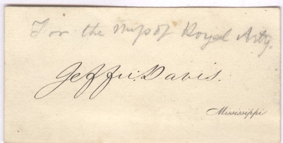 (Jefferson, 1809-1889, President of the Confederate States during the American Civil War, 1861-5) — Sophie Dupré Autographs