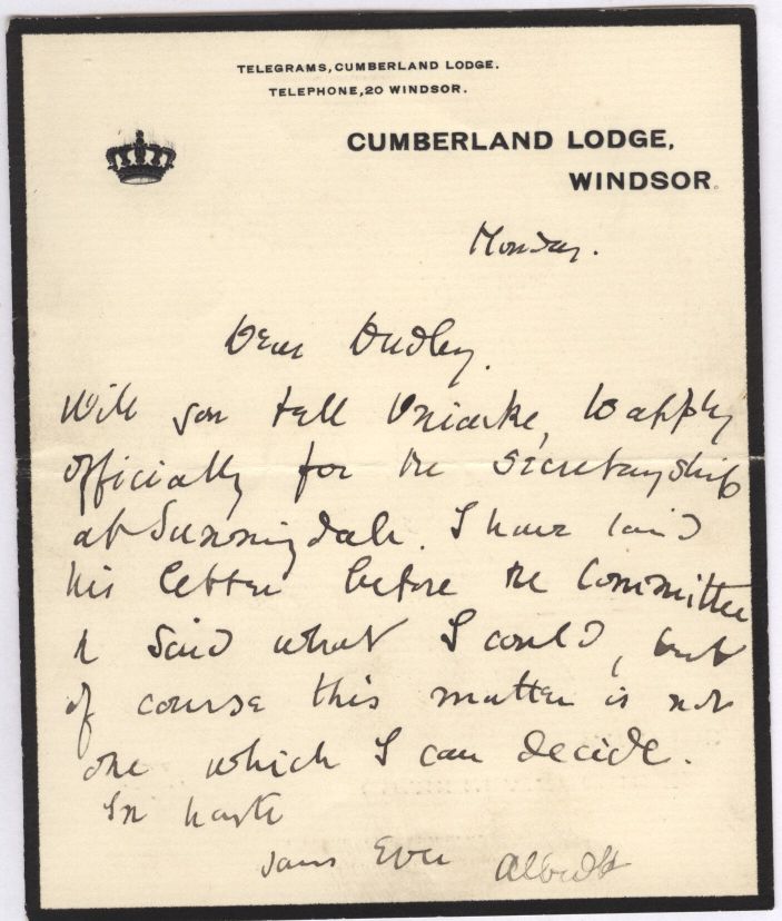 (John Charles, Duke of Schleswig-Holstein, 1869-1931,  Last  Duke, son of Princess Helena and husband Prince Christian of Schleswig-Holstein. Grandson of Queen Victoria) — Sophie Dupré Autographs