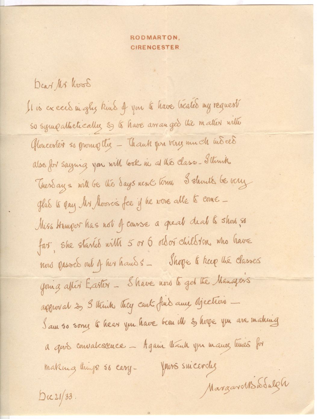 (Margaret Howard, 1880-1970, wife of Hon Claud William Biddulph, Builder of Rodmarton Manor) — Sophie Dupré Autographs