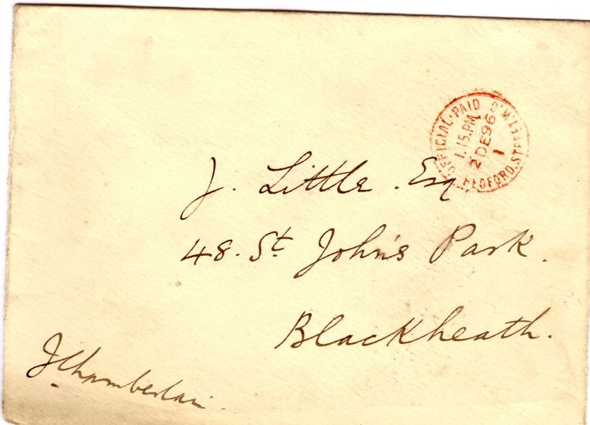 (Joseph, 1836-1914, M.P. for Birmingham, from 1891 Leader of the Liberal Unionists, Secretary for the Colonies 1895-1903) — Sophie Dupré Autographs