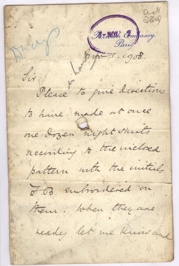 (Francis, 1st Viscount Bertie of Thame, British diplomat, Ambassador to Italy and France) — Sophie Dupré Autographs