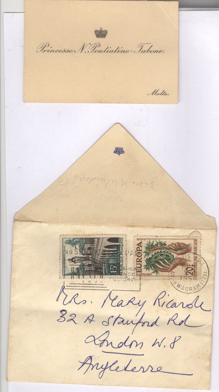 (Nathalie Poutiatine, 1903-1984, Princess of Russia) — Sophie Dupré Autographs
