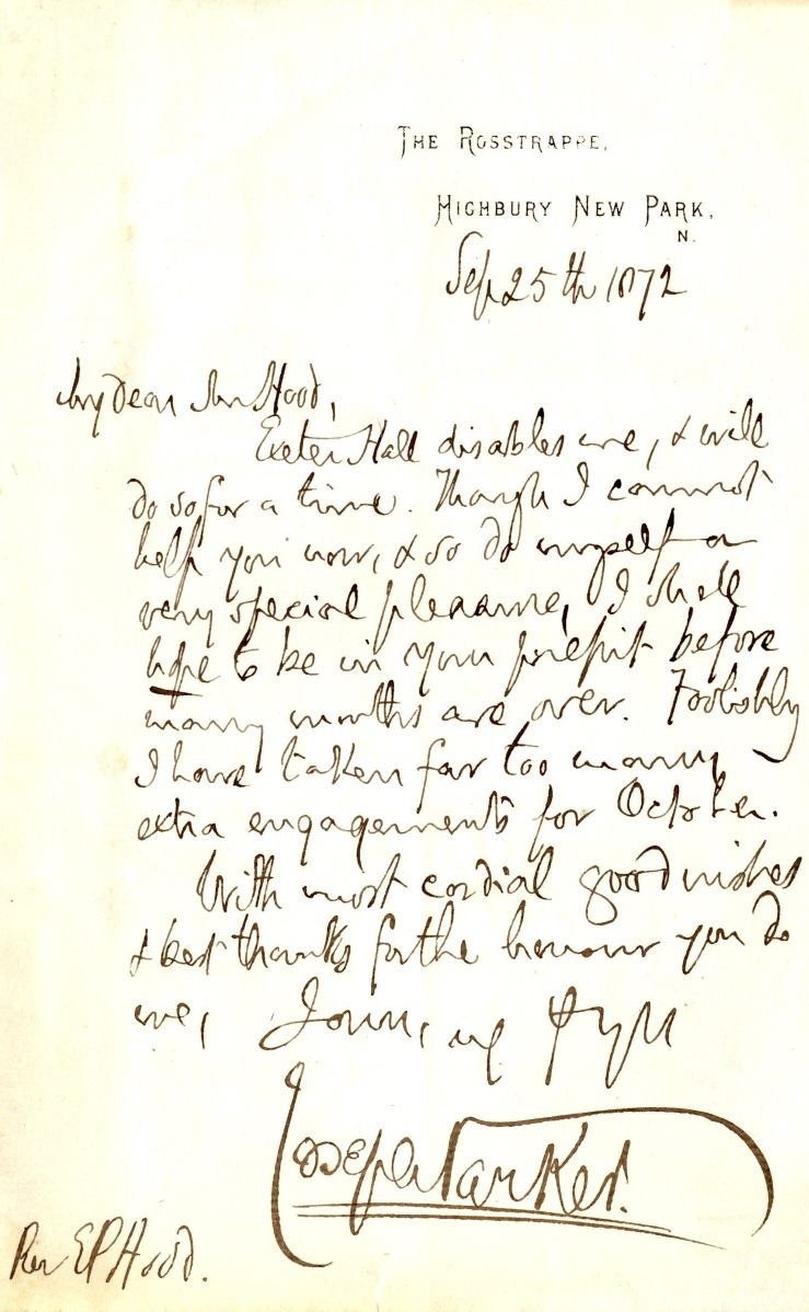 (Joseph, 1830-1902, Congregationalist Divine) — Sophie Dupré Autographs