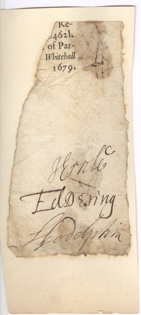 (Sidney, Earl of, 1645-1712, Lord High Treasurer to Queen Anne), Sir John ERNLE (senior, 1617 or 1620-1689, Chancellor of the Exchequer) & Sir Edward DERING (Lord of the Treasury) — Sophie Dupré Autographs