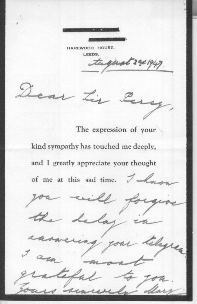 (Countess of Harewood, 1897-1965, Princess Royal, daughter of George V, wife of the 6th Earl) — Sophie Dupré Autographs