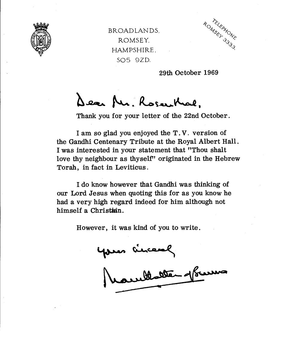 (Earl Louis, of Burma, 1900-1979, Admiral of the Fleet, Victoria's Great Grandson, last Viceroy of India) — Sophie Dupré Autographs