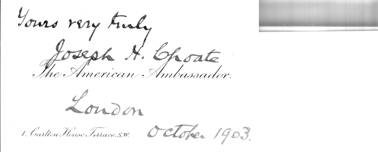 (Joseph Hodges, 1832-1917, Lawyer and Orator, U.S. Ambassador to Great Britain 1899-1905) — Sophie Dupré Autographs