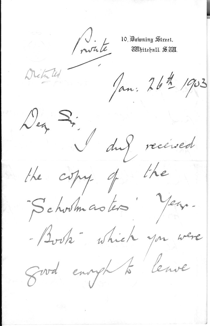 (Arthur James, 1848-1930, Prime Minister 1902-1905, Earl) — Sophie Dupré Autographs