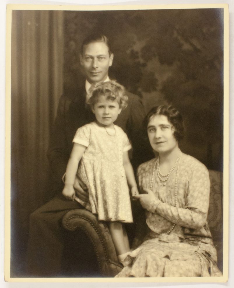(1895-1952, King of Great Britain), ELIZABETH (1900-2002, his Queen), and their daughter ELIZABETH II (b. 1926, Queen)] — Sophie Dupré Autographs