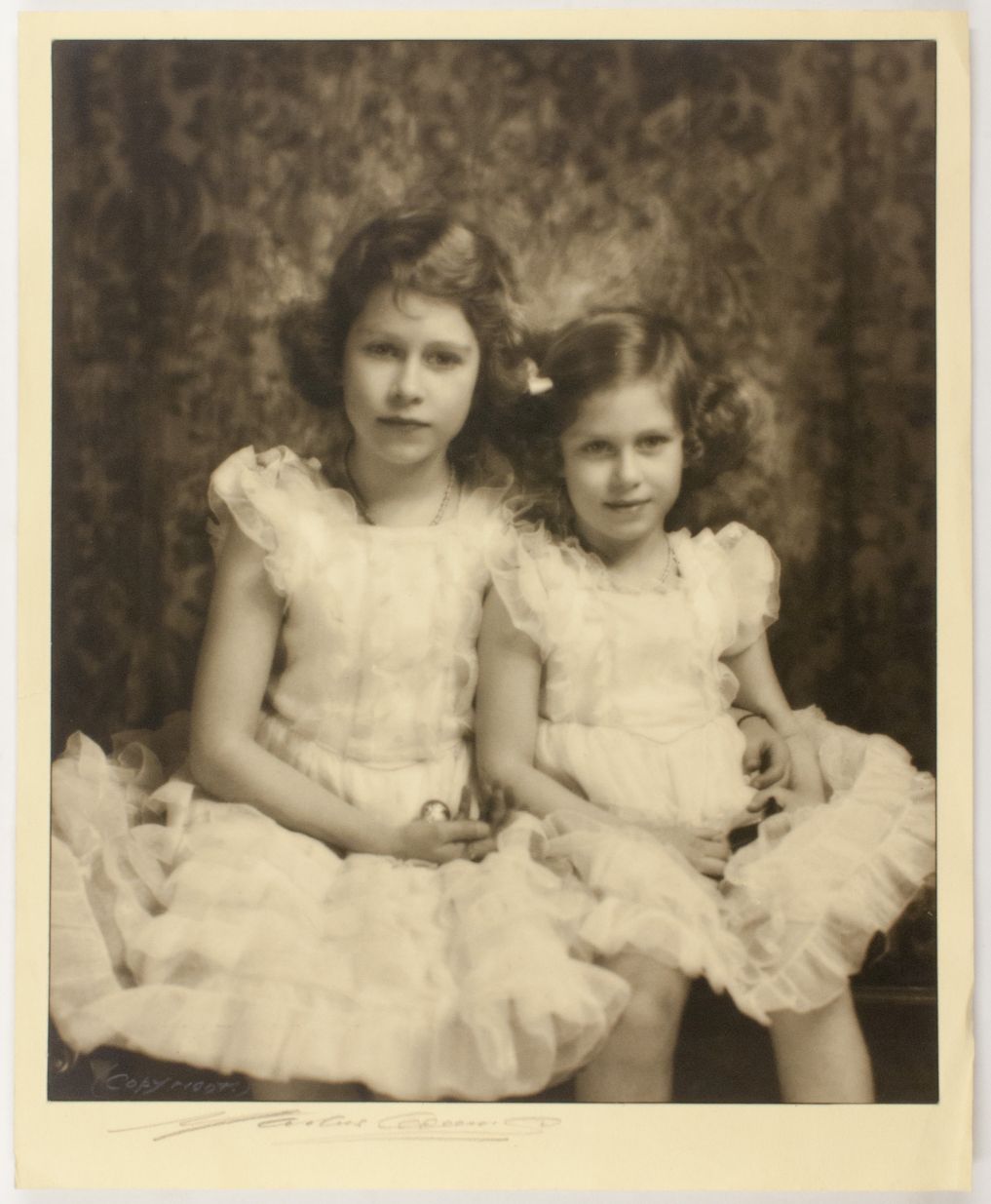 (1926-2022, Longest Serving Monarch of Great Britain) & her sister Princess MARGARET (Rose, 1930-2002, Countess of Snowdon) — Sophie Dupré Autographs
