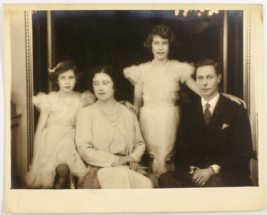 (1895-1952, King of Great Britain), ELIZABETH (1900-2002, his Queen) and their daughters ELIZABETH II (b. 1926, Queen) & MARGARET (Rose, 1930-2002, Princess, Countess of Snowdon)] — Sophie Dupré Autographs