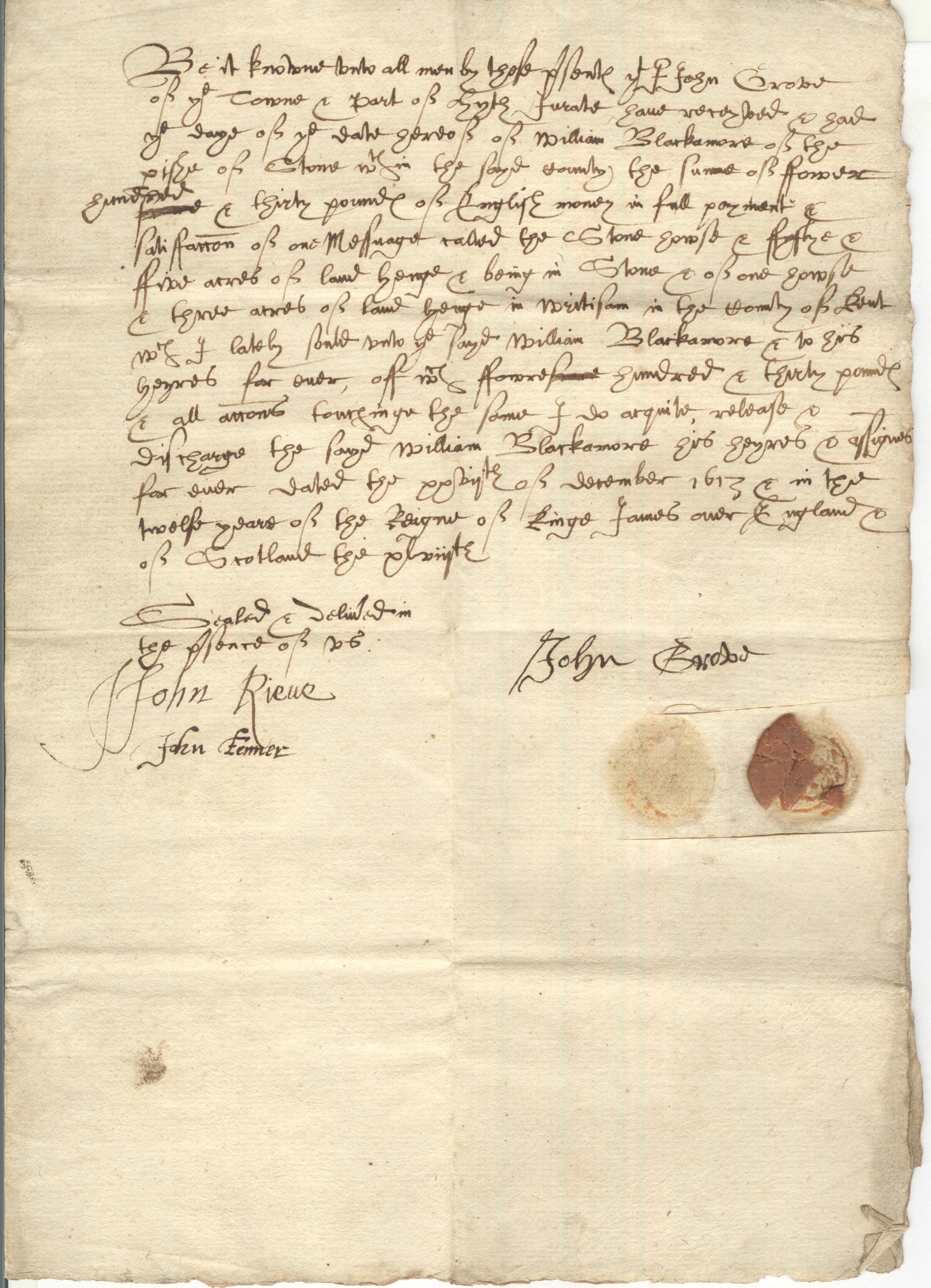 Fine document signed by John Grove — Sophie Dupré Autographs