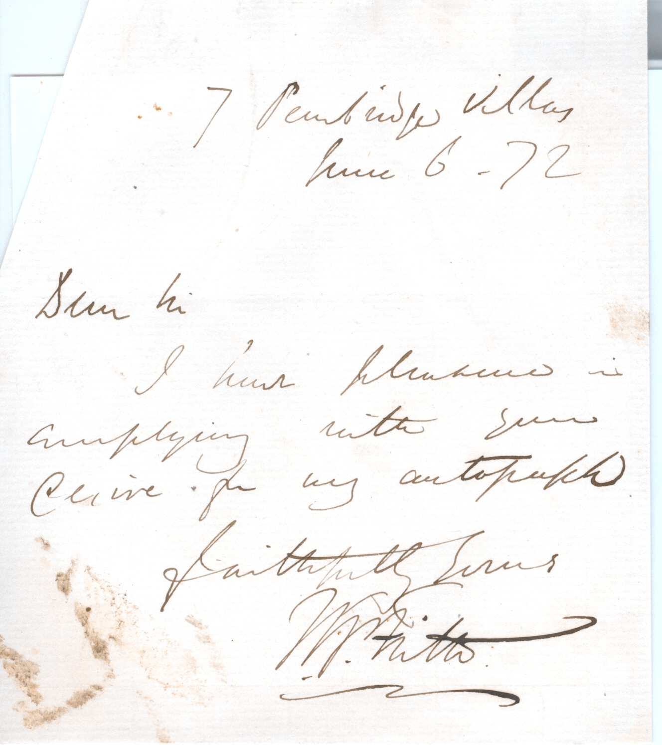 (William P., 1819-1909, Artist) — Sophie Dupré Autographs