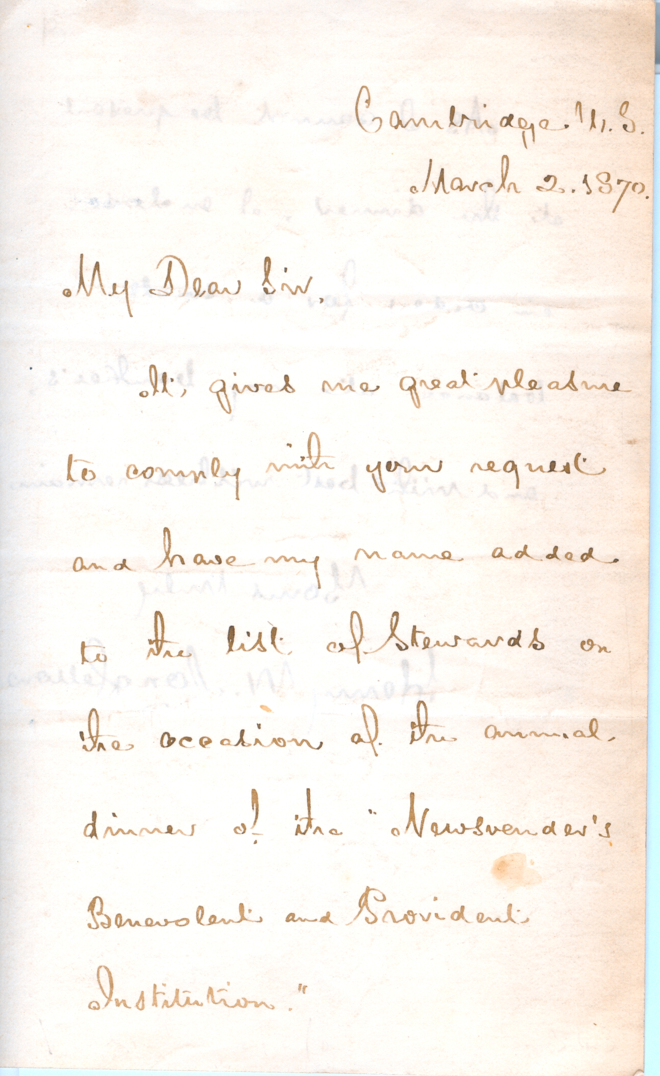 (Henry Wadsworth, 1807-1882, American Poet) — Sophie Dupré Autographs