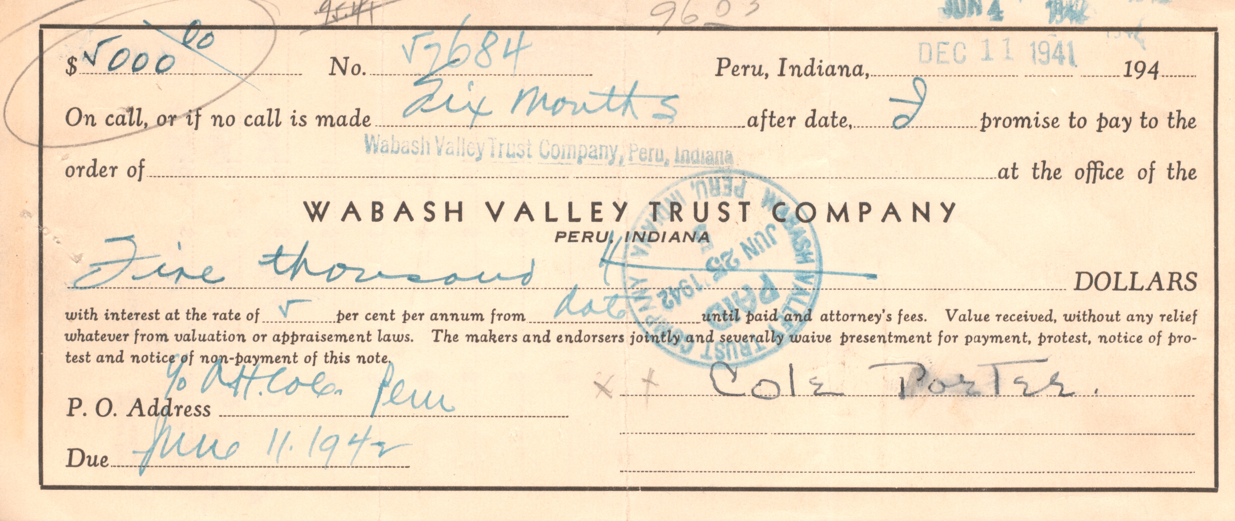 (Cole, 1891-1964, American Composer) — Sophie Dupré Autographs