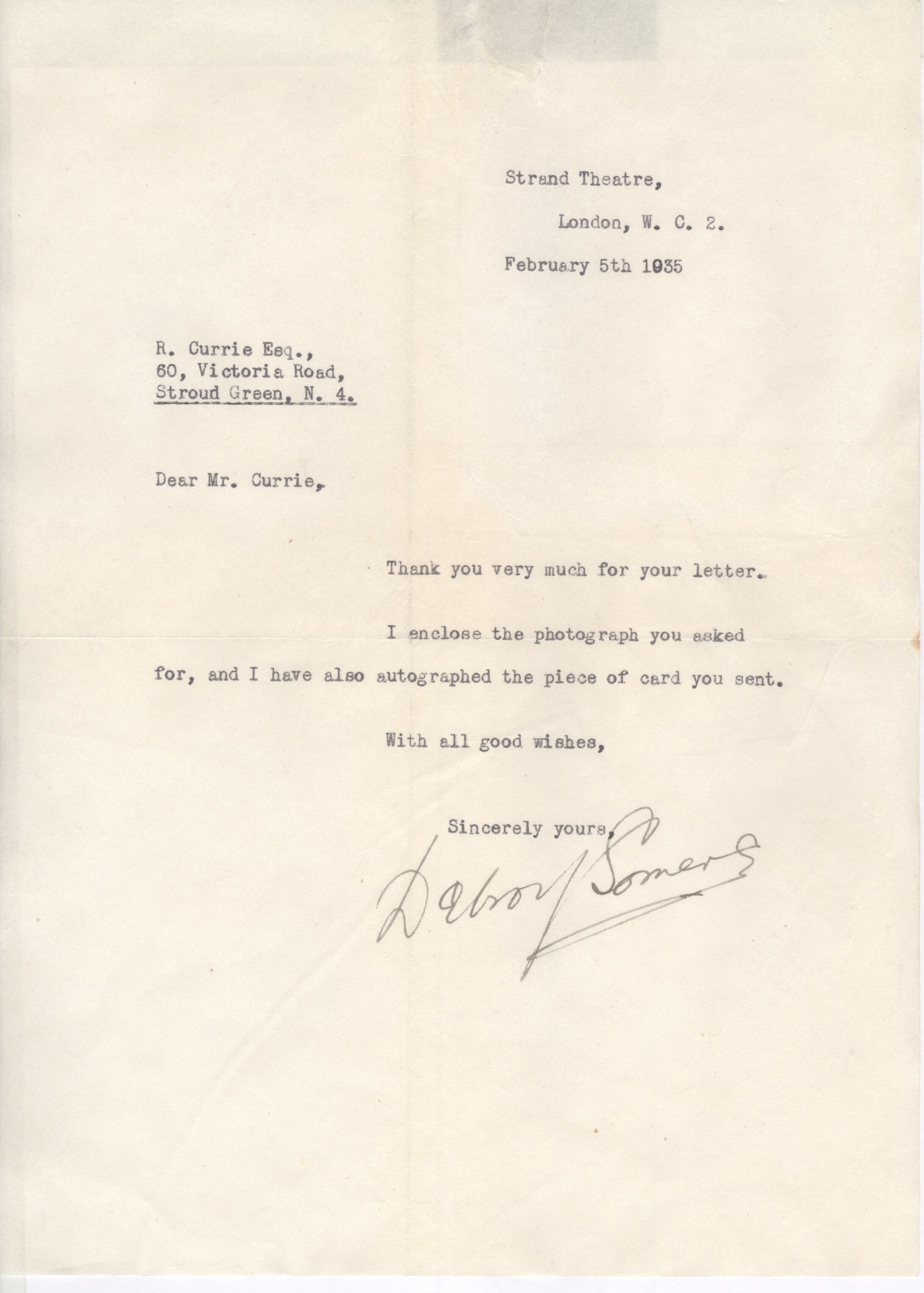 (Debroy, 1890-1952, Big Band Leader) — Sophie Dupré Autographs