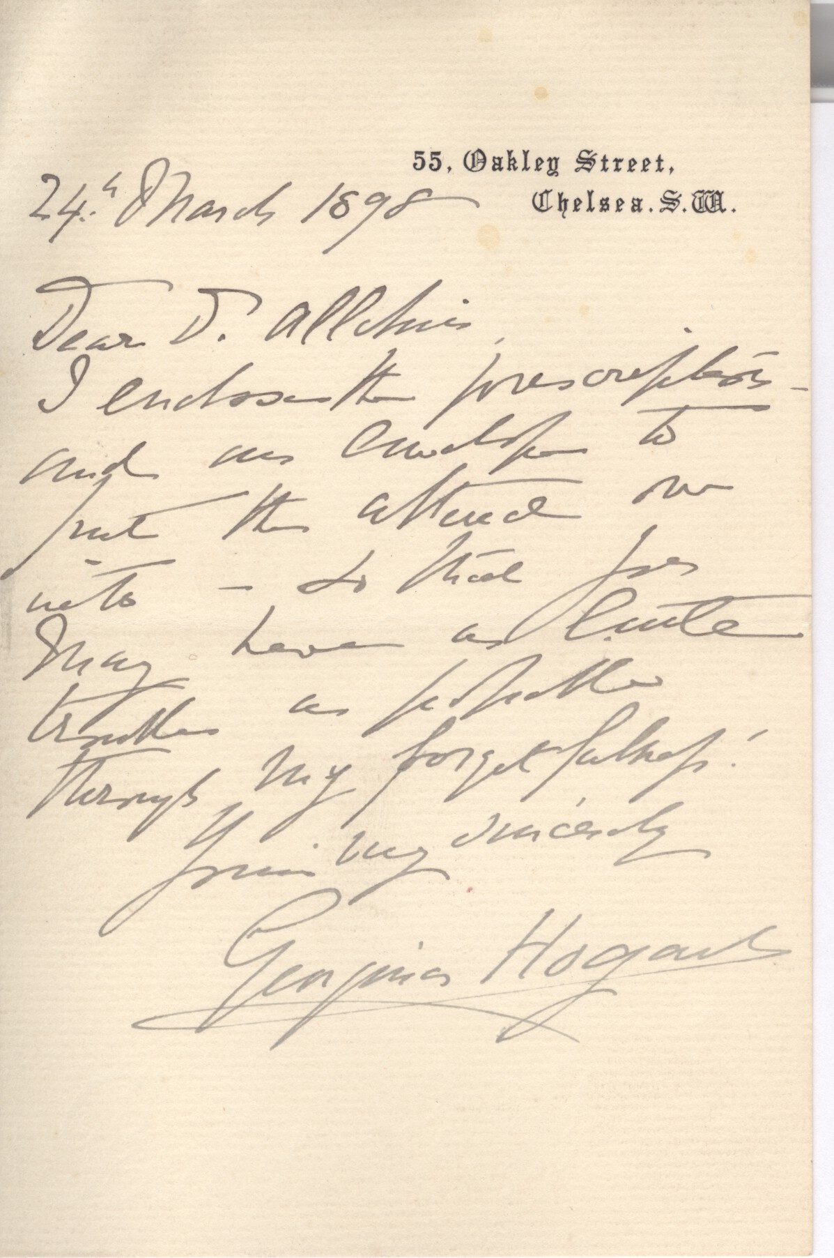 (Georgina, 1827-1917, Sister-in-Law, Housekeeper and advisor of the novelist Charles Dickens — Sophie Dupré Autographs