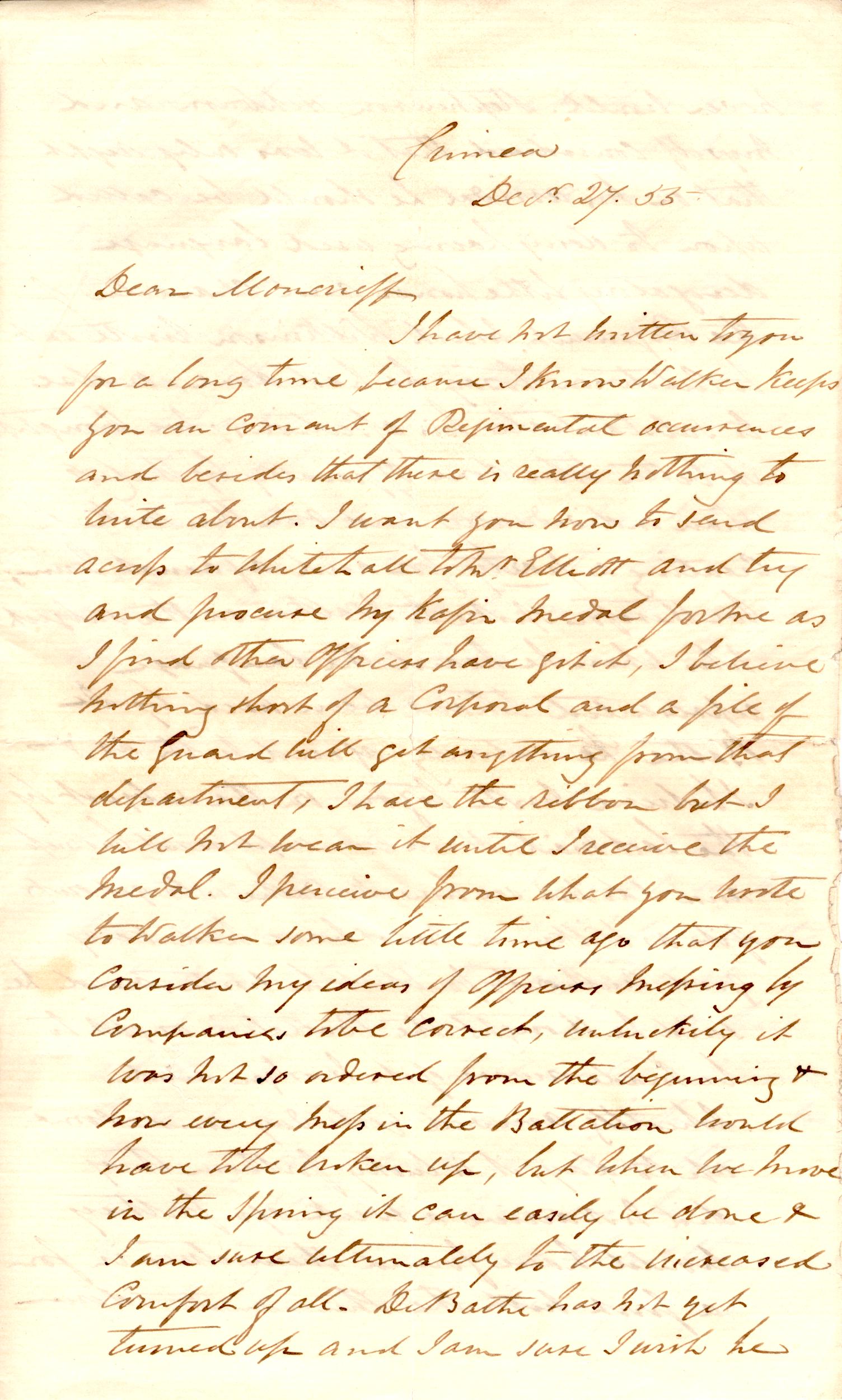 (probably Sir Alexander MONCRIEFF, 1829-1906, Army Officer and Engineer) — Sophie Dupré Autographs