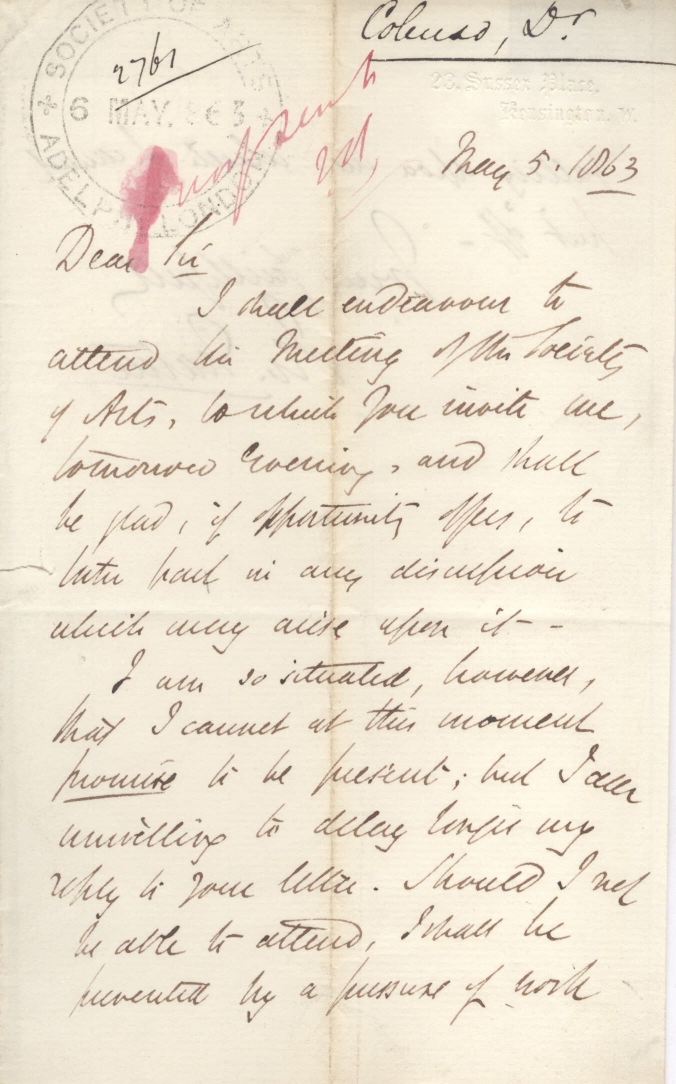 (John William, 1814-1883, Bishop of Natal from 1853) — Sophie Dupré Autographs